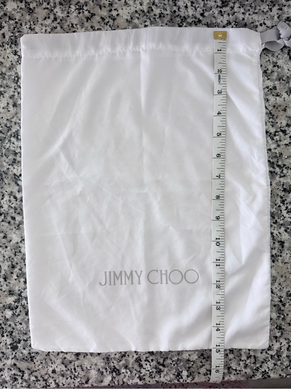 Jimmy Choo White Drawstring Dust Bag with Grey Logo